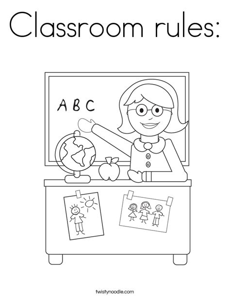 Classroom Rules Coloring Page Twisty Noodle