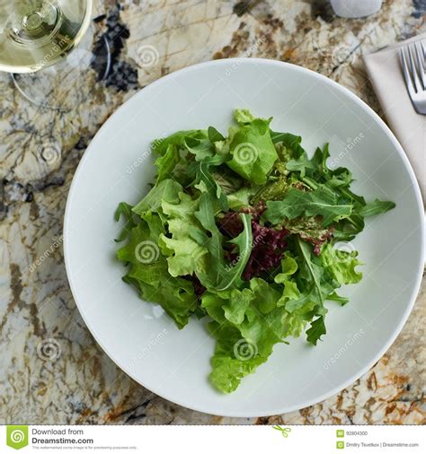 Lettuce Salad In White Bowl Stock Photo Image Of Food Mixed 92804300