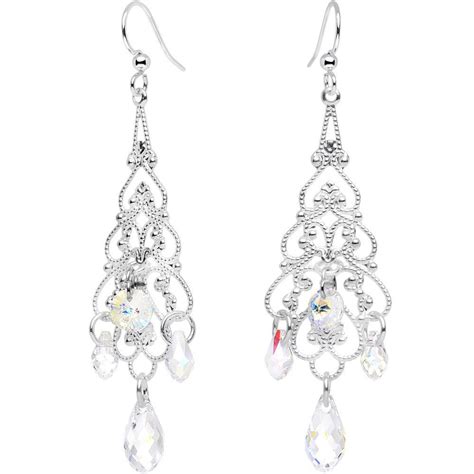 Handmade Clear Silver Plated Earrings Created With Crystals