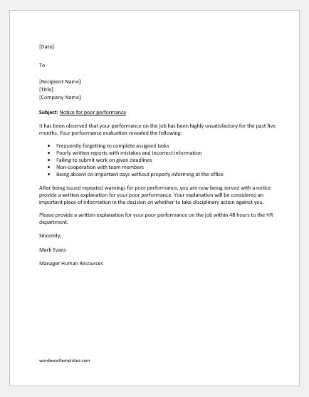 The rule is that if you are issued with a verbal warning for late coming (example only). Show Cause Letter for Absenteeism & Poor Performance ...