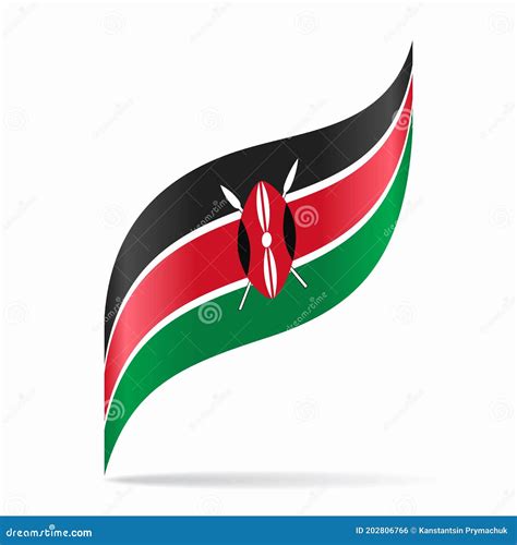 Kenyan Flag Wavy Abstract Background Vector Illustration Stock