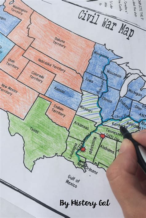Civil War Map Activity Teaching American History Map Activities 7th