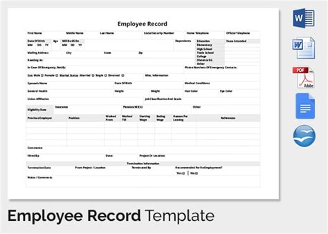 Employee Record Templates 32 Free Word Pdf Documents Download Free