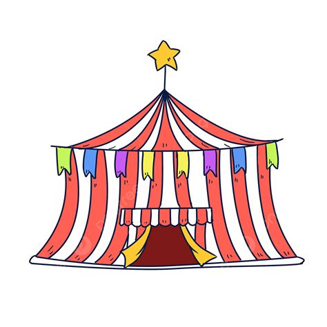 Circus Tent Clipart Vector Cartoon Style Cute Bunting Decoration Red