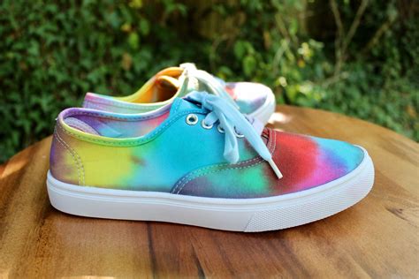 Rainbow Tie Dye Canvas Shoes Rainbow Sneakers Rainbow Etsy