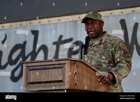 Col. Henry ‘Wolf’ Jeffress, III, 8th Fighter Wing commander, gives