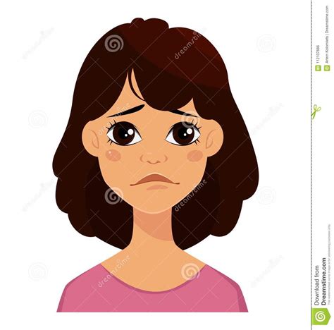 Face Expression Of A Cute Woman Sad Stock Vector