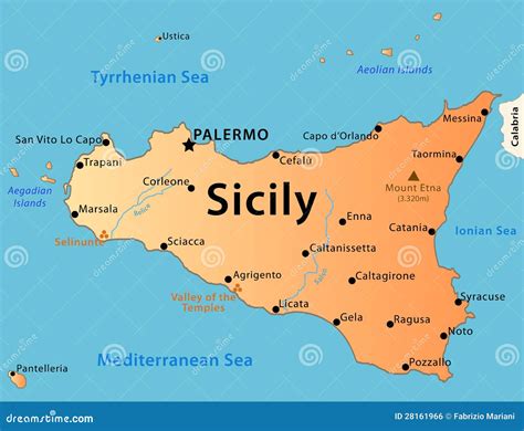 Mapa De Sicilia Con Sus Ciudades Mapa Fisico