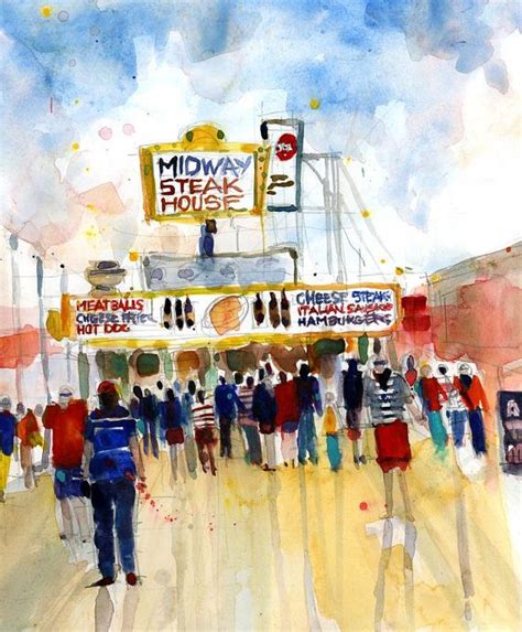 Original Watercolor or Print Seaside Heights Jerssy Shore | Etsy | Original watercolors ...
