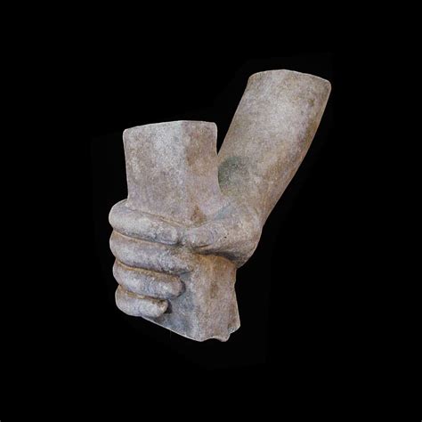 Stone Sculpture Khmer Sandstone Statue Portion Hand Clenching