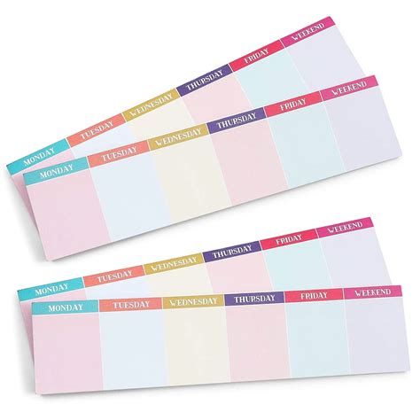 Pack Weekly Planner Sticky Notes Calendar Note Pad For Tasks To Do