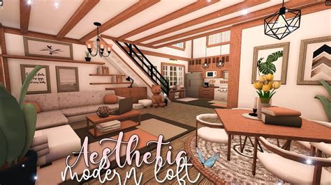 BLOXBURG Aesthetic Modern Loft House Interior Speedbuild YouTube