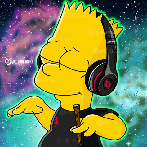 Bart Listening To Music By Kushhead21 On Deviantart