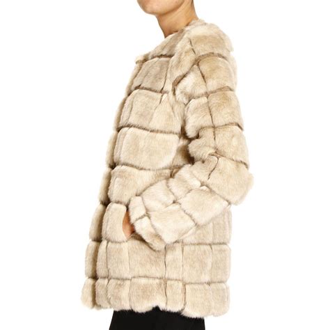 Orion London Outlet Faux Fur Coat Orion London Women Beige Coat