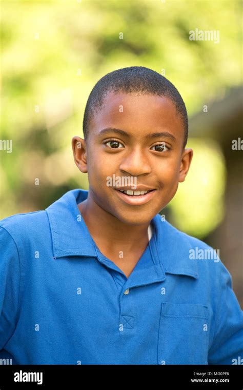 African American Young Boy Smiling Stock Photo Alamy