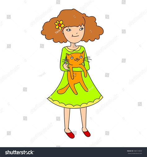 Cute Girl Cat Vector Illustration Stock Vector Royalty Free 588143849