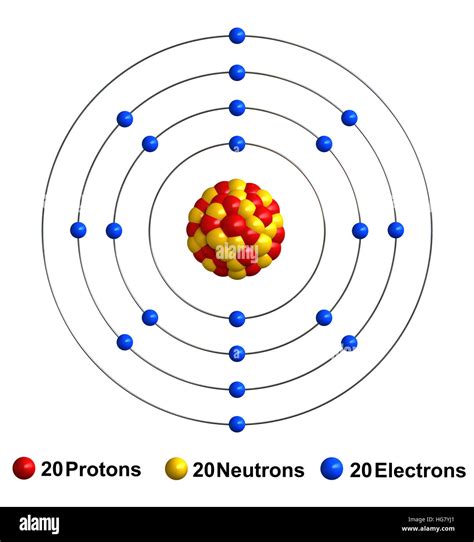 3d Render Of Atom Structure Of Calcium Isolated Over White Background