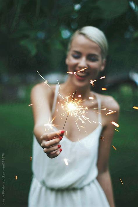 Pretty Girl Holding Sparkler In Her Hand And Smiling By Jovana Rikalo Perfect Moment In This