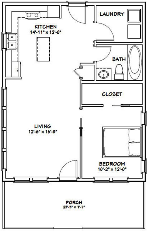 Small House 20x30 2 Bedroom House Plans Canvas Oatmeal