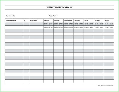 Free Monthly Work Schedule Template Templates 2 Resume Examples