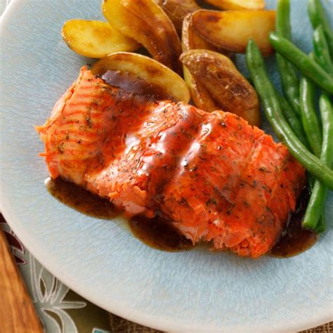 Transfer the tray into the oven and bake at 400°f/200°c for 15 minutes or until cooked through. Glazed Salmon Fillet Recipe | Taste of Home