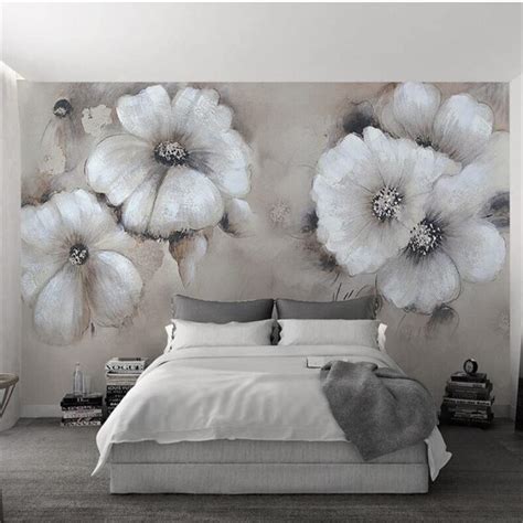Beibehang Custom Wallpaper Plain Oil Painting Style Flower Modern
