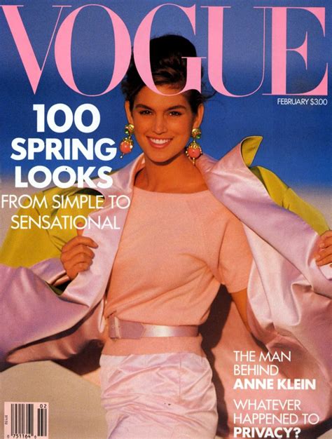 Cindy Crawford Vogue Usa February 1990 Cover Vogue Us Cindy