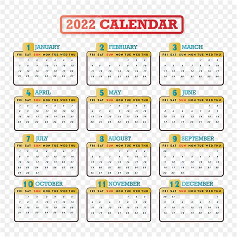 Gambar Merencanakan Waktu Digital Merah Dan Kuning Vektor Kalender 2022