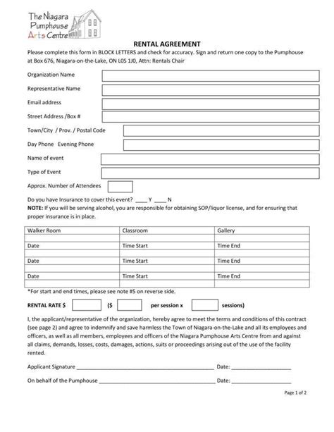 Facility Rental Agreement Template Word
