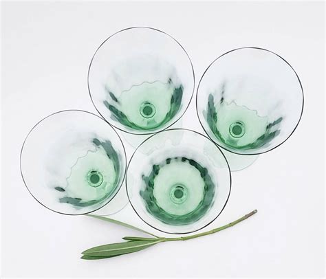 light green depression glass goblets set of four optic panel etsy