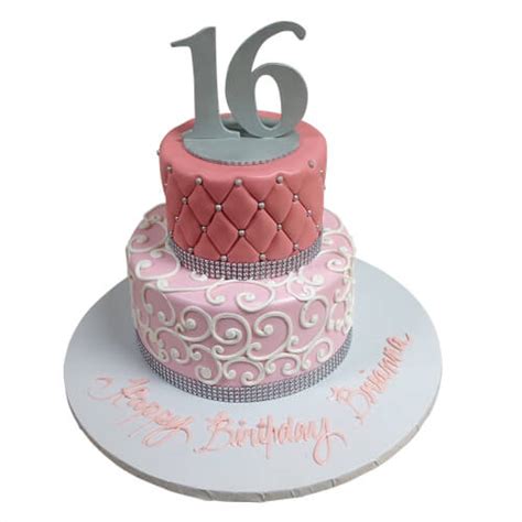 Two Tiered Sweet Sixteen Birthday Cake Simple Elegant And Affordable