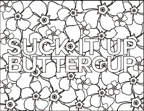 Adult Coloring Book Page Suck Itup Buttercup Etsy