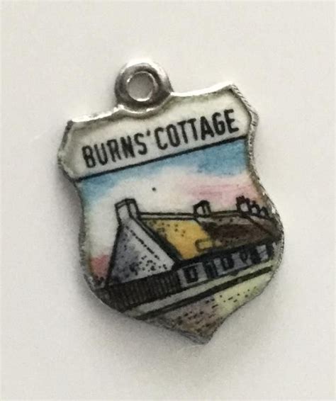 Burns Cottage Silver Bracelet Shield Charm Enamel Travel Etsy Uk
