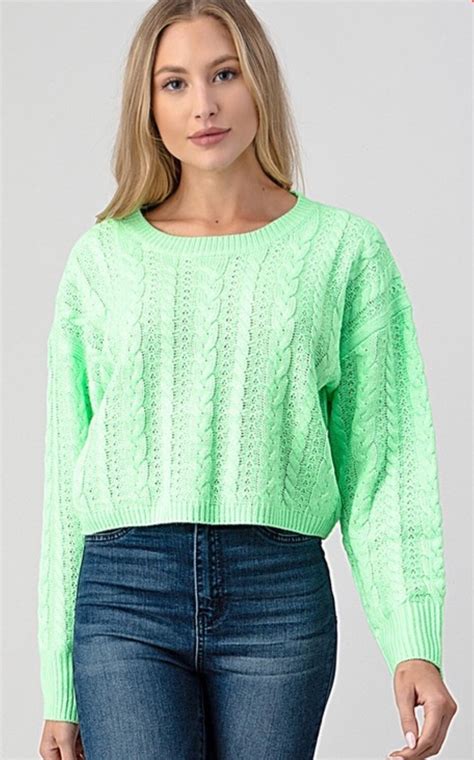 Cropped Sweater Bright Green