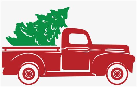Red Truck Christmas Tree *stencil Only* - Christmas Truck Svg Free PNG
