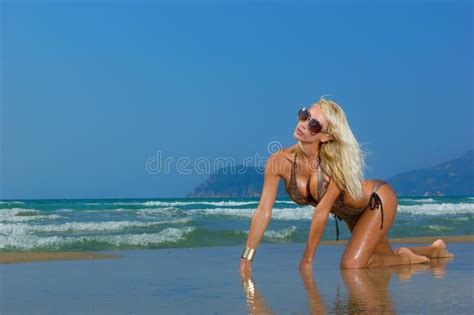 Femme sur la plage image stock Image du européen jour