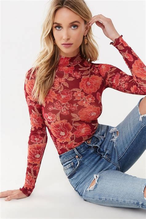 Floral Mesh Top Forever 21 Floral Mesh Top Forever21 Tops Womens Clothing Tops