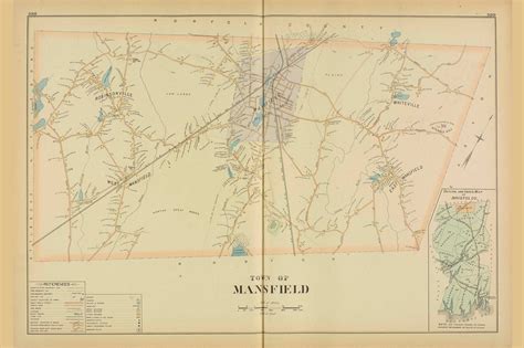 Mansfield Massachusetts 1895 Old Town Map Reprint Bristol Co Old Maps