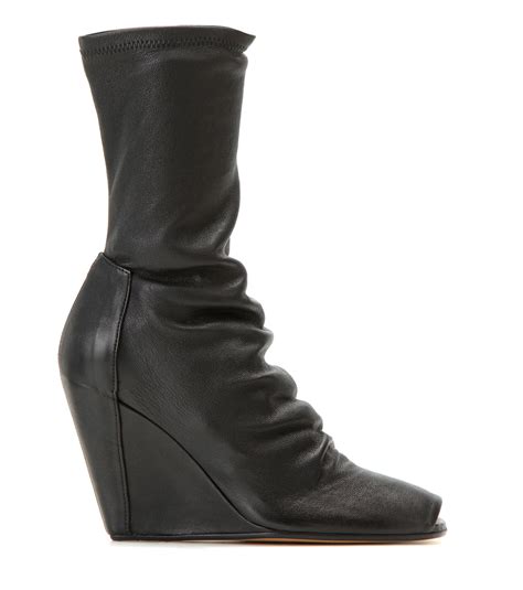 Rick Owens Peep Toe Leather Wedge Boots In Black Lyst
