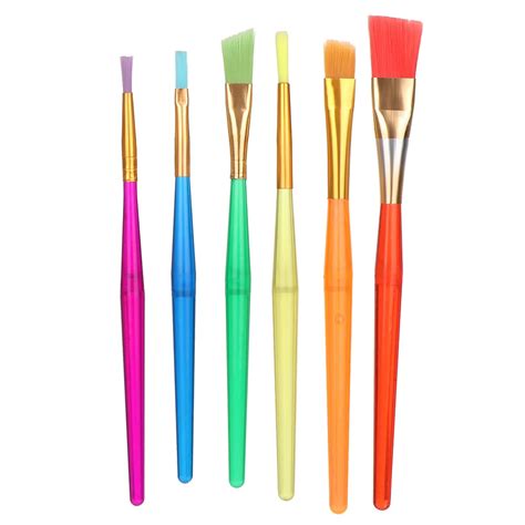 6pcsset Colorful Gouache Paint Brushes Different Shape Kids Paint