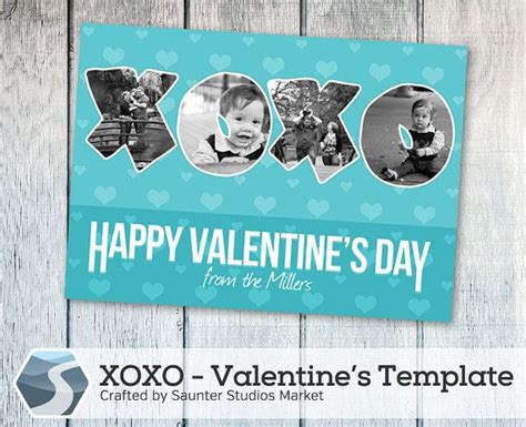 Valentines Day Card Template Xoxo 5x7 Photoshop Template By