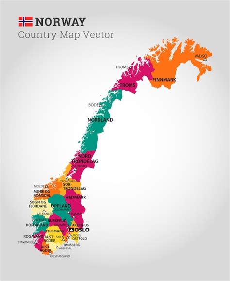 Premium Vector Detailed Map Of Norway Vector Illustration