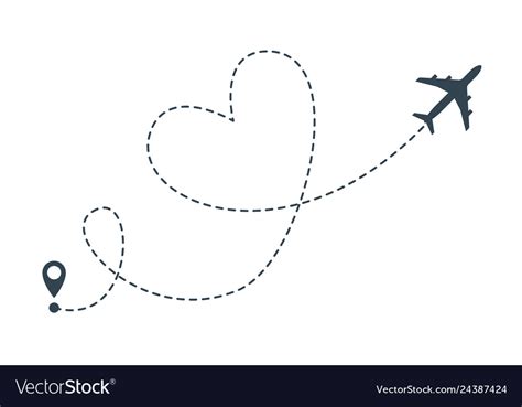 Download Heart airplane route airplane heart flight from Vector Image