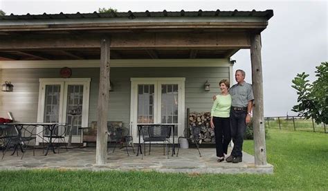 President George W Bush And Laura Bush At Their Ranch In Crawford Tex