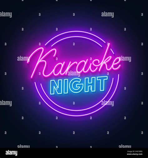 Karaoke Night Neon Sign On Dark Background Stock Vector Image And Art Alamy