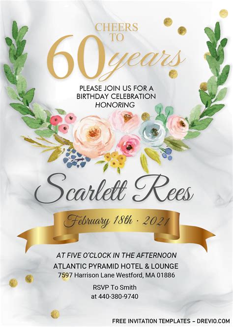 Free Printable 60th Birthday Invitation For Her
