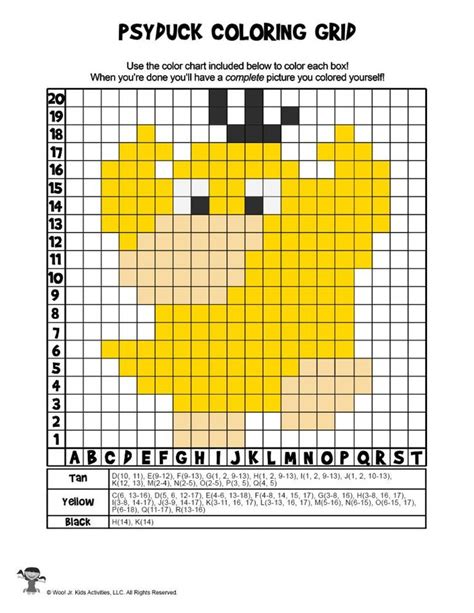 Pokemon Pixel Grid Coloring Pages Mystery Pictures Woo Jr Kids