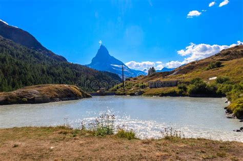 View Of Moosjisee Lake And Matterhorn Mountain At Summer On The Five