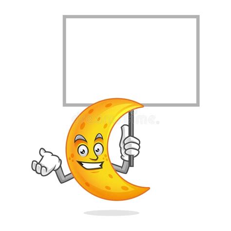 Moon Mascot With Blank Sign Moon Character Moon Cartoon Vector Stock