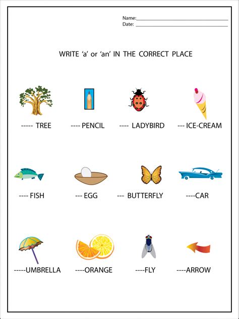 a or an worksheet kindergarten worksheets free printables worksheets